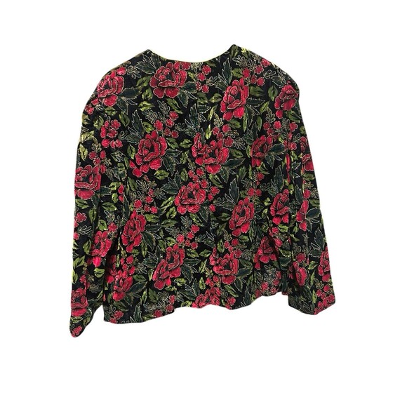 VINTAGE R & K Evenings Jacket Coat Dressy Fancy 90s Velvet Floral Print 22W - Picture 4 of 6